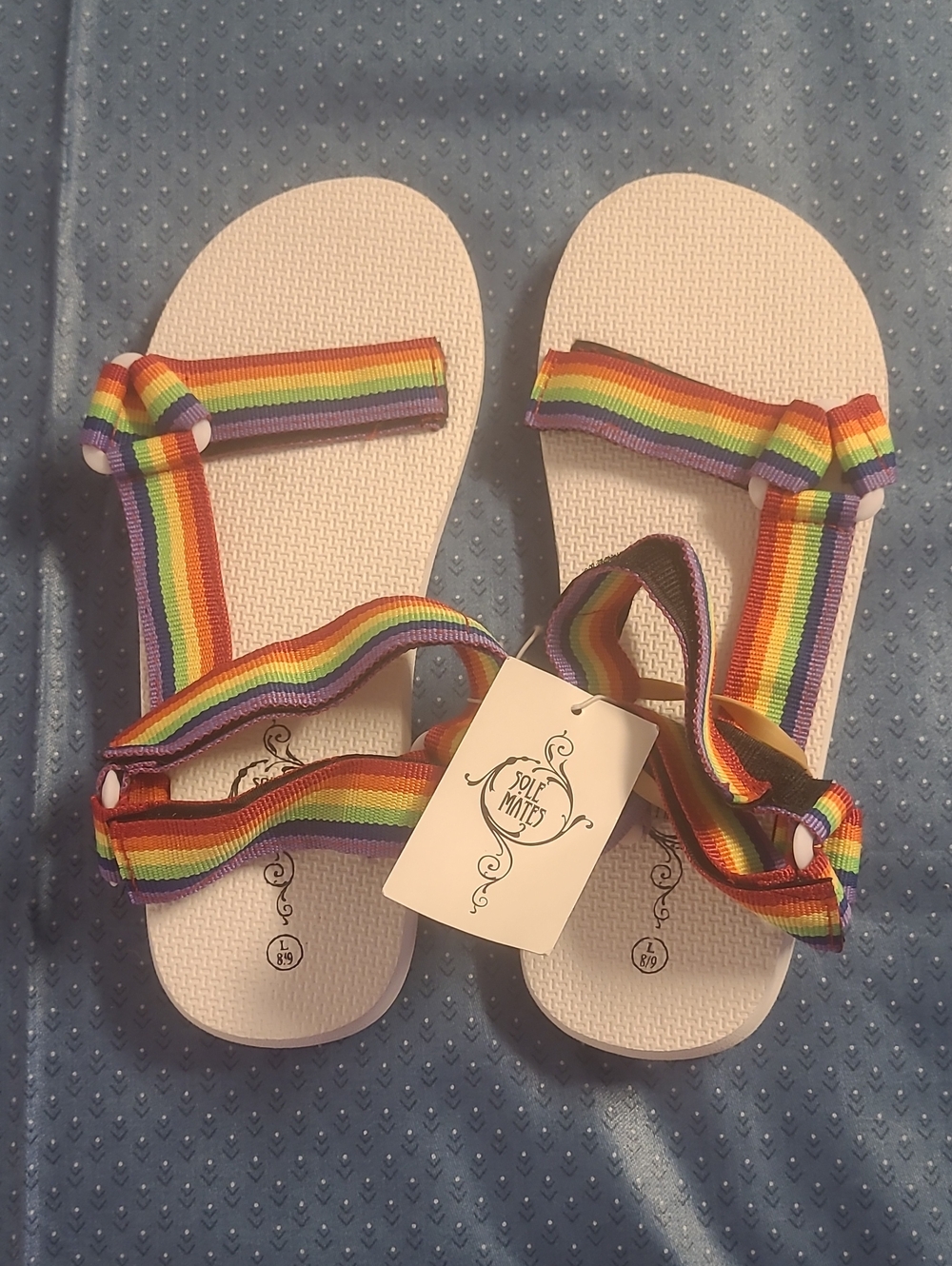 Sole Mates Rainbow Strap Sandals - White
